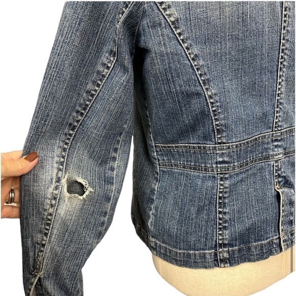 Tommy Hilfiger Jean Denim Jacket. Distressed. Small - Picture 5 of 10